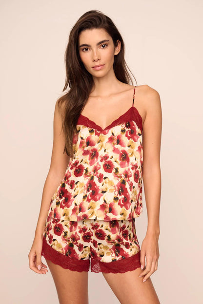 Eberjey Eberjey x Lily Aldridge - Washable Silk Printed Lace Cami & Short Set