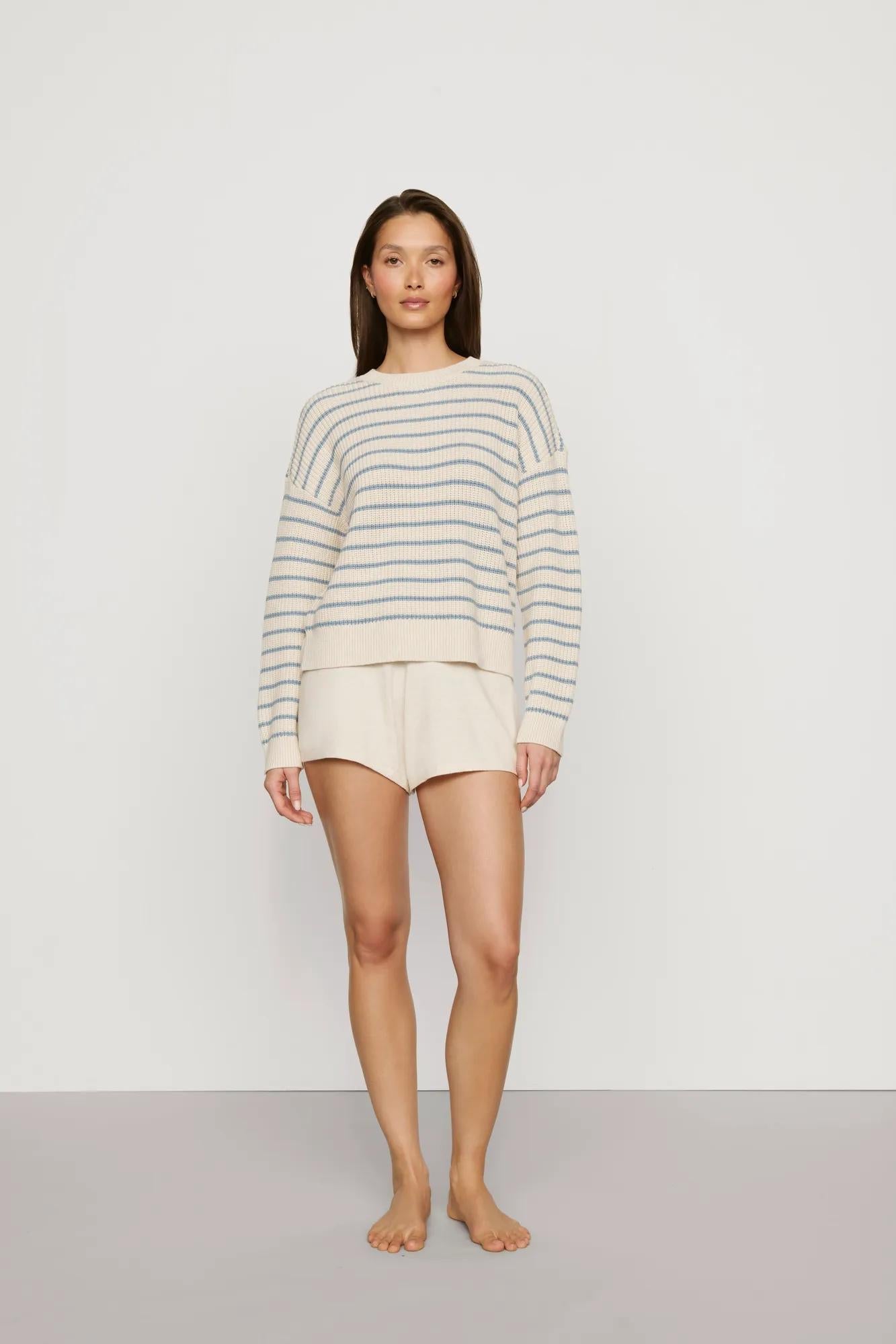 Eberjey Coastal Cotton Sweater Crew Neck Pullover