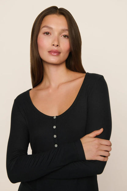 Eberjey Dream Rib Long Sleeve Henley Tee