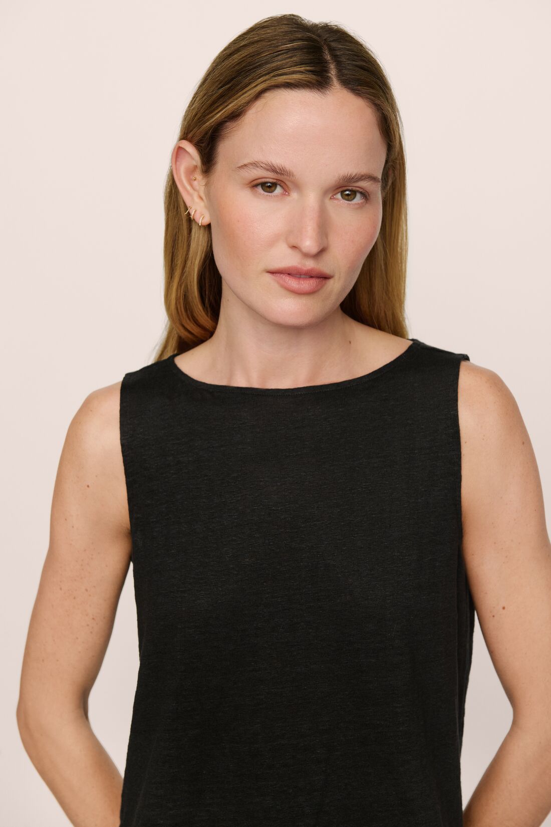 Eberjey Organic Linen Knit Boat Neck Crop Tank