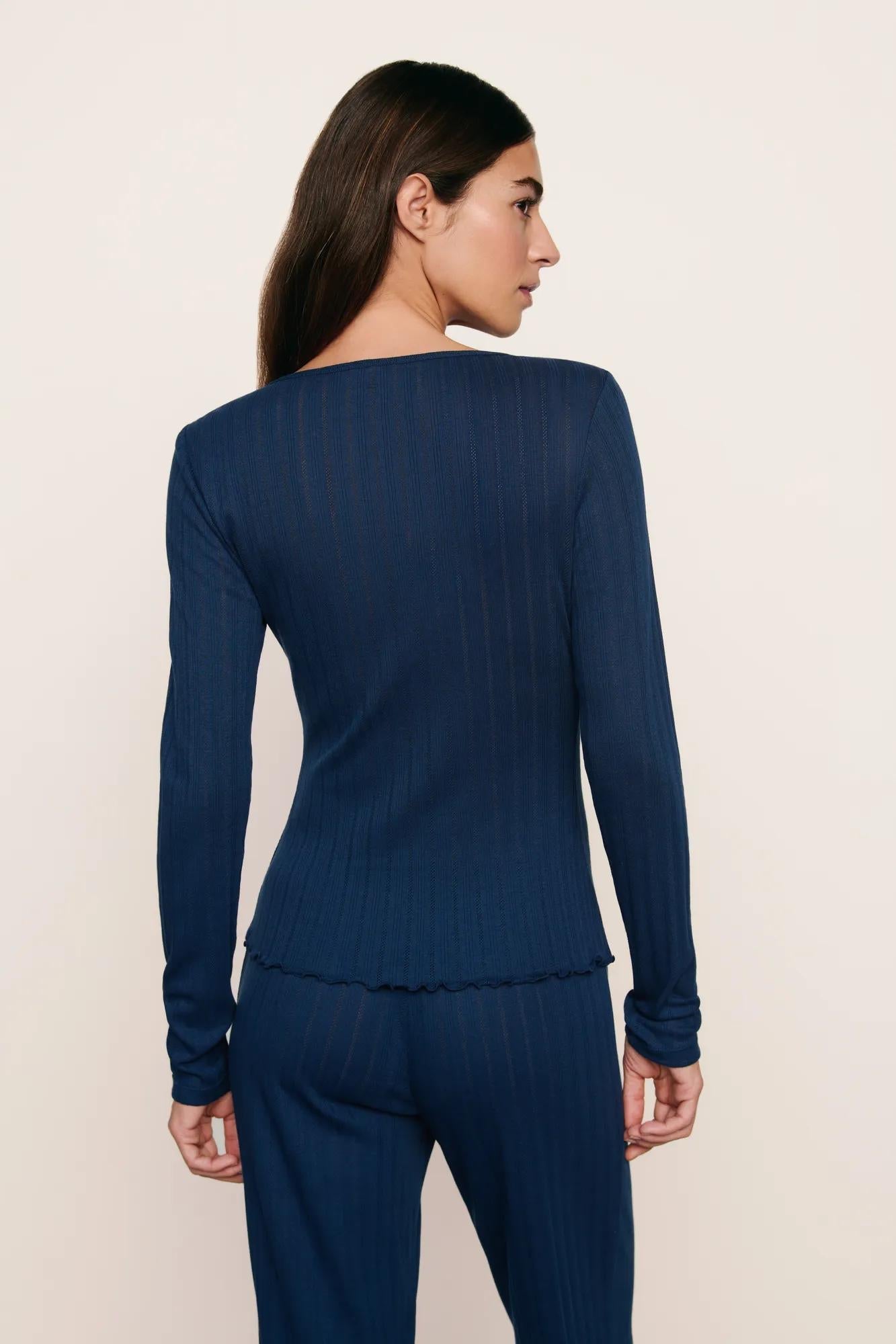 Eberjey Pointelle V Neck Henley