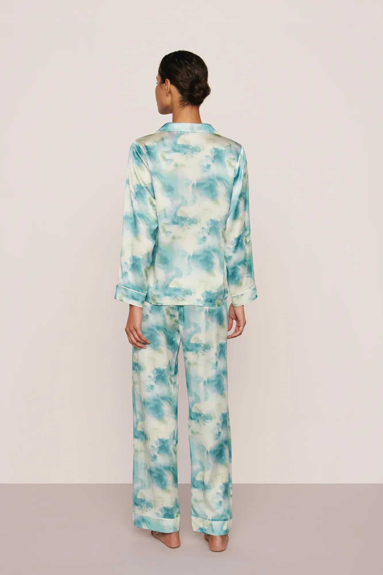 Eberjey Inez Washable Silk Printed Long PJ Set