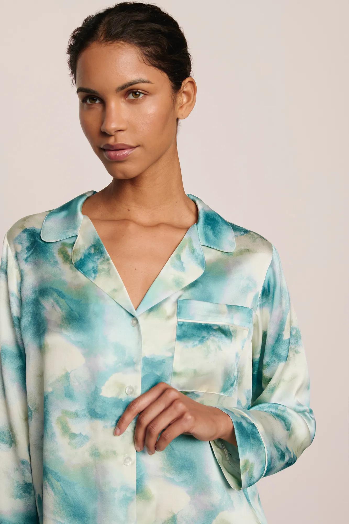 Eberjey Inez Washable Silk Printed Long PJ Set