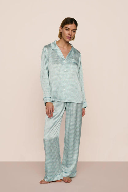 Eberjey Inez Washable Silk Printed Long PJ Set