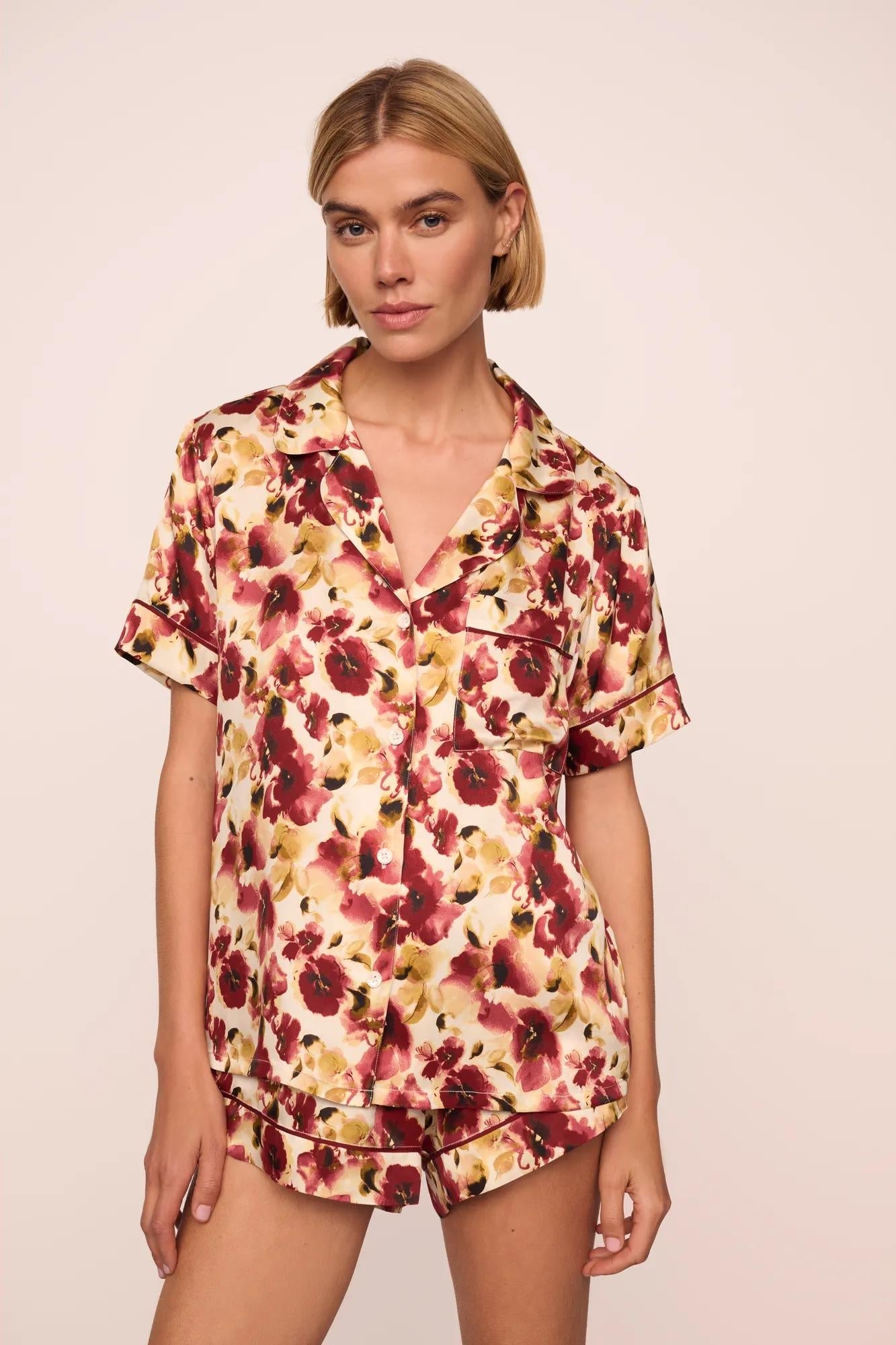 Eberjey Eberjey x Lily Aldridge - Inez Washable Silk Printed Short PJ Set