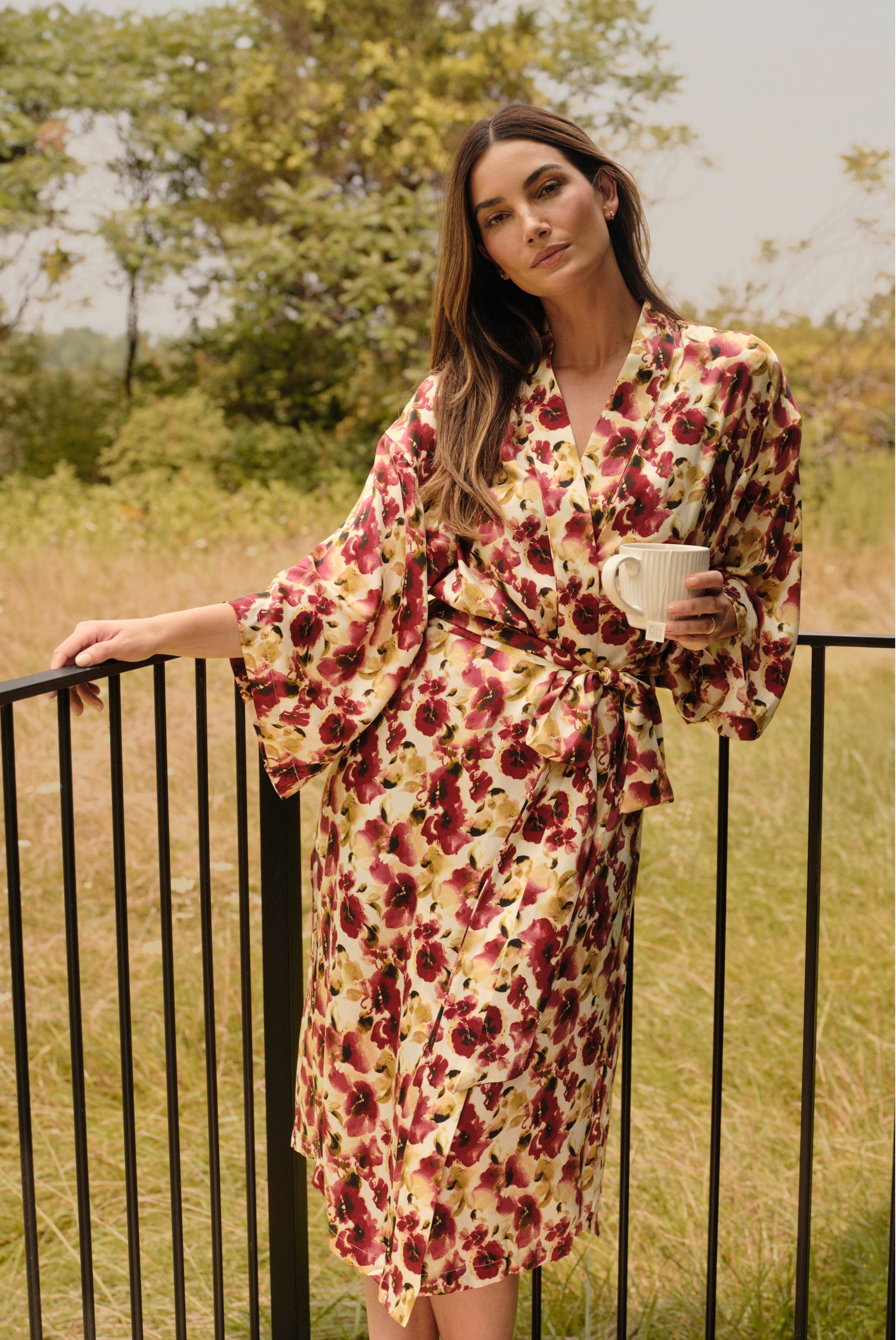 Eberjey Eberjey x Lily Aldridge - Inez Washable Silk Printed Robe