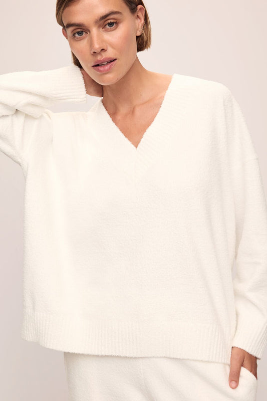 Eberjey Recycled Boucle Boyfriend Oversized V-Neck Sweater
