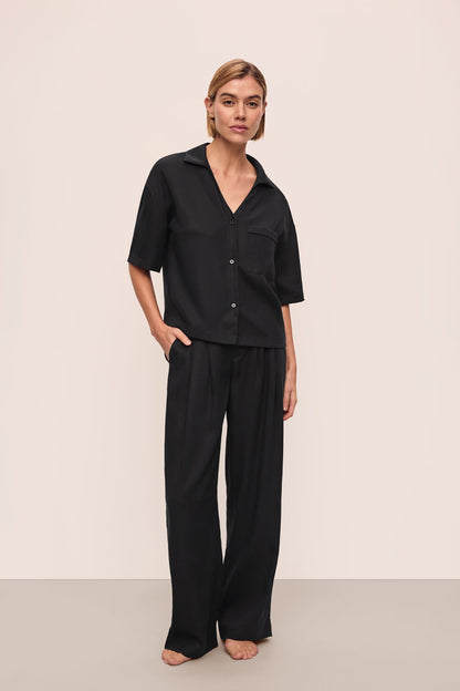 Eberjey Tencel Woven Relaxed Button Front Top