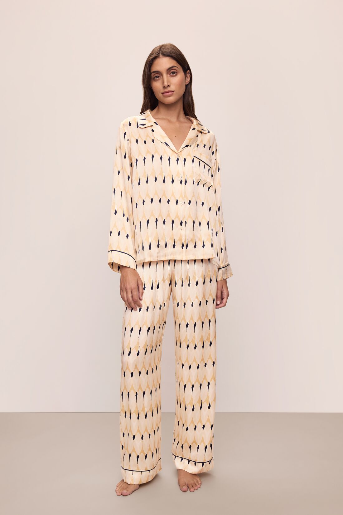 Eberjey Inez Washable Silk Printed Long PJ Set