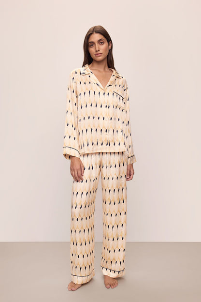 Eberjey Inez Washable Silk Printed Long PJ Set