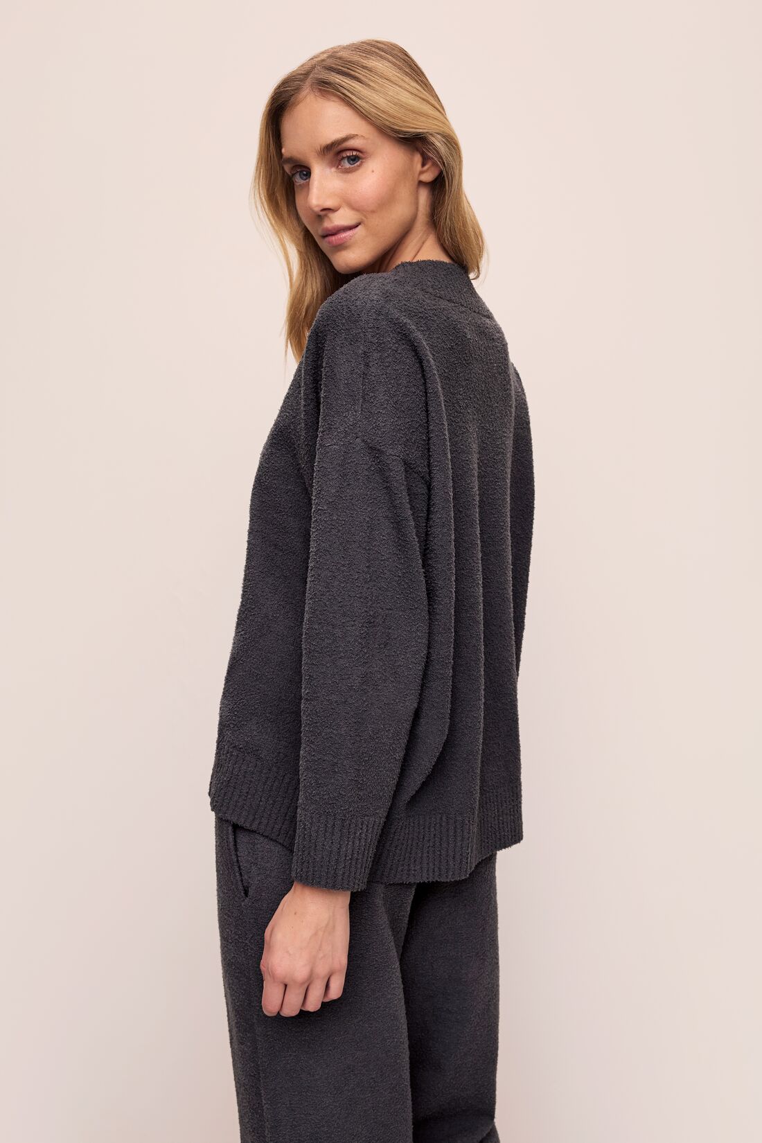 Eberjey Recycled Boucle Boyfriend Oversized V-Neck Sweater