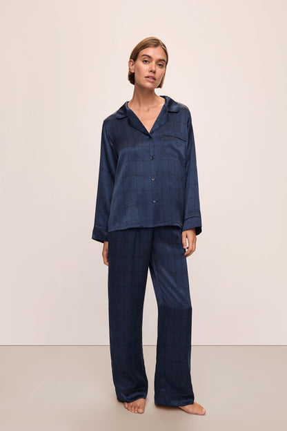 Eberjey Inez Washable Silk Printed Long PJ Set