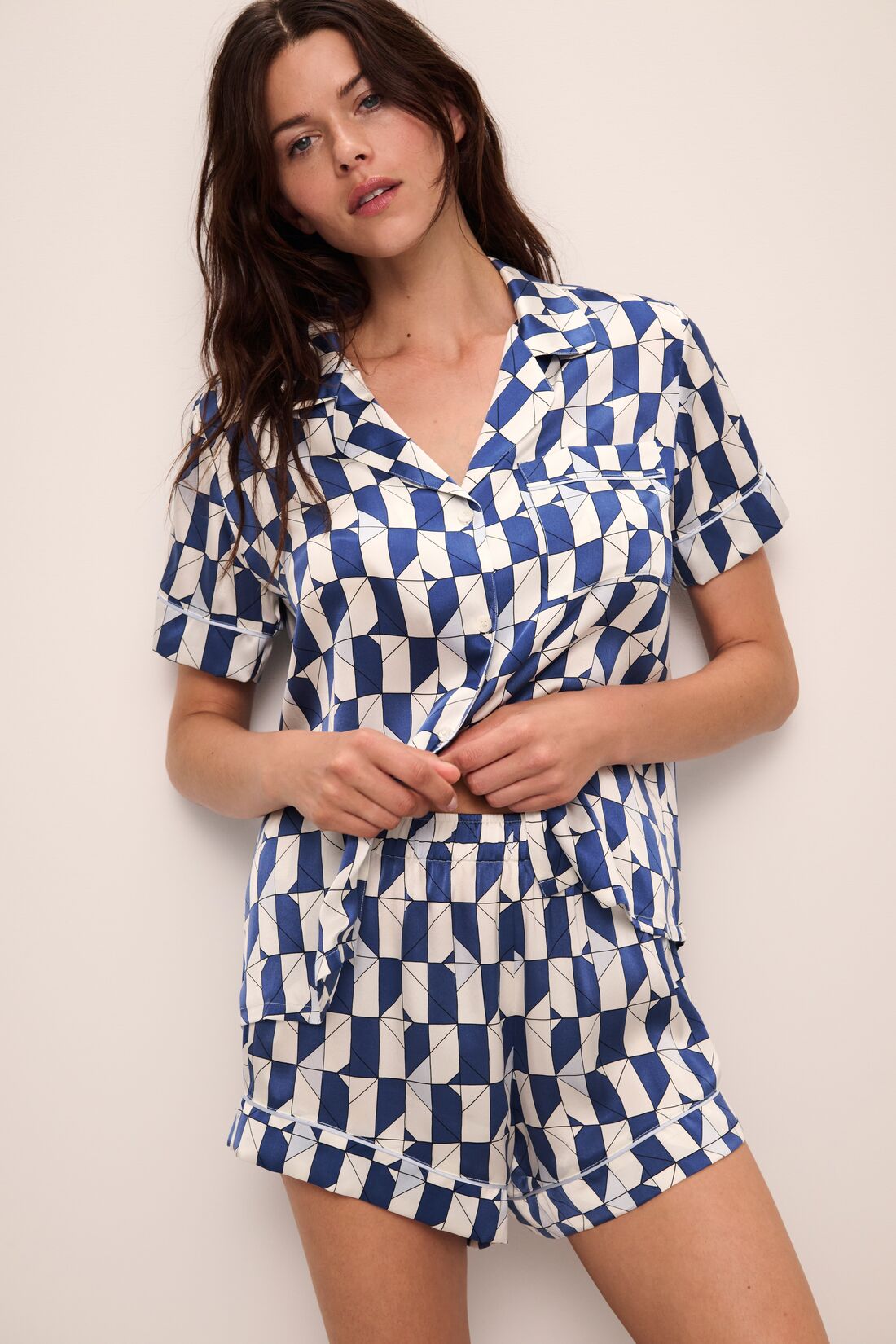 Eberjey Inez Washable Silk Printed Short PJ Set