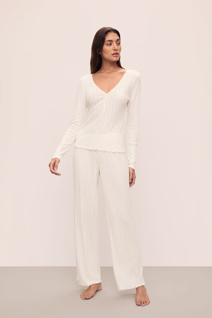 Eberjey Pointelle V Neck Henley