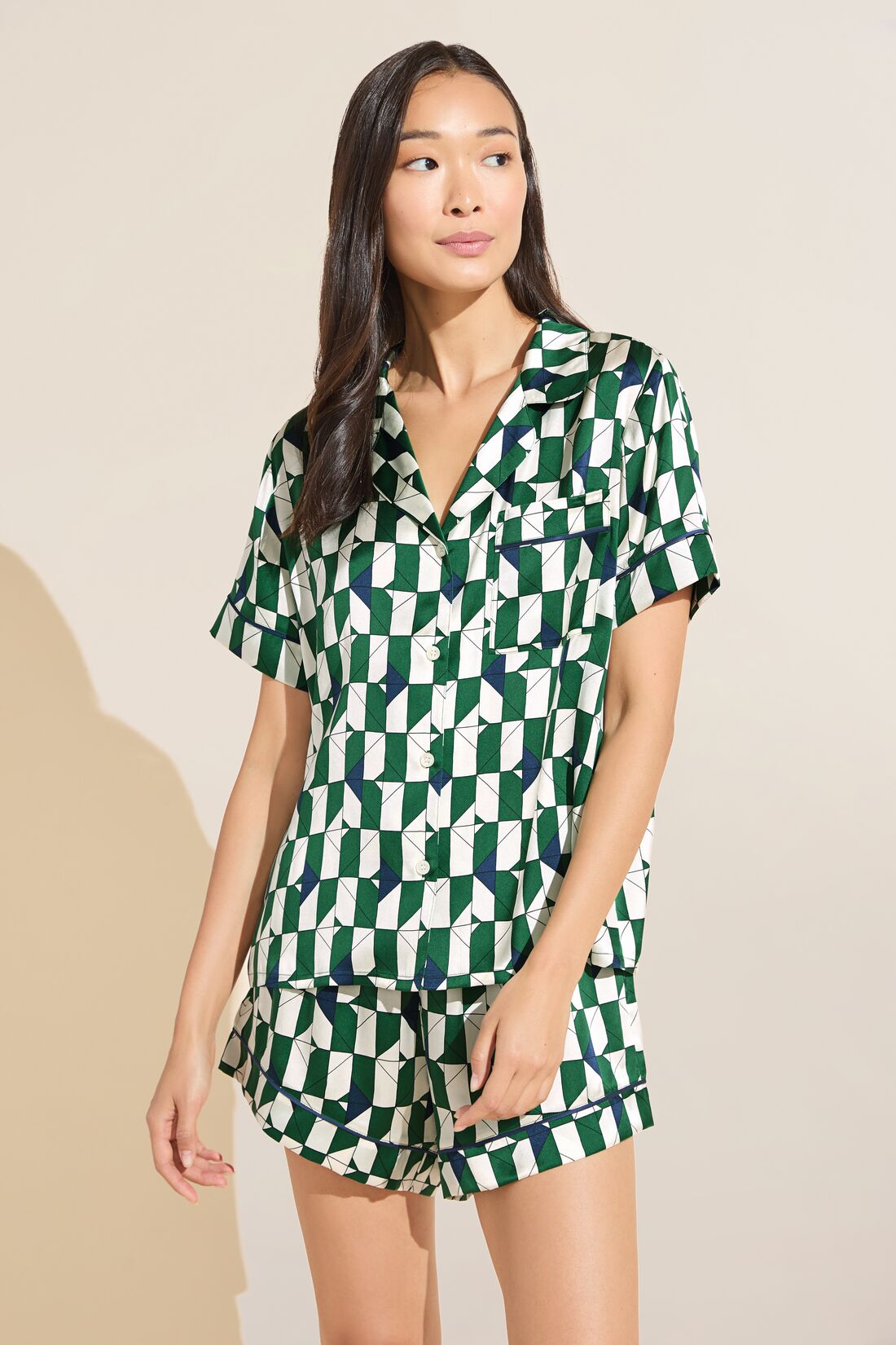 Eberjey Inez Washable Silk Printed Short PJ Set